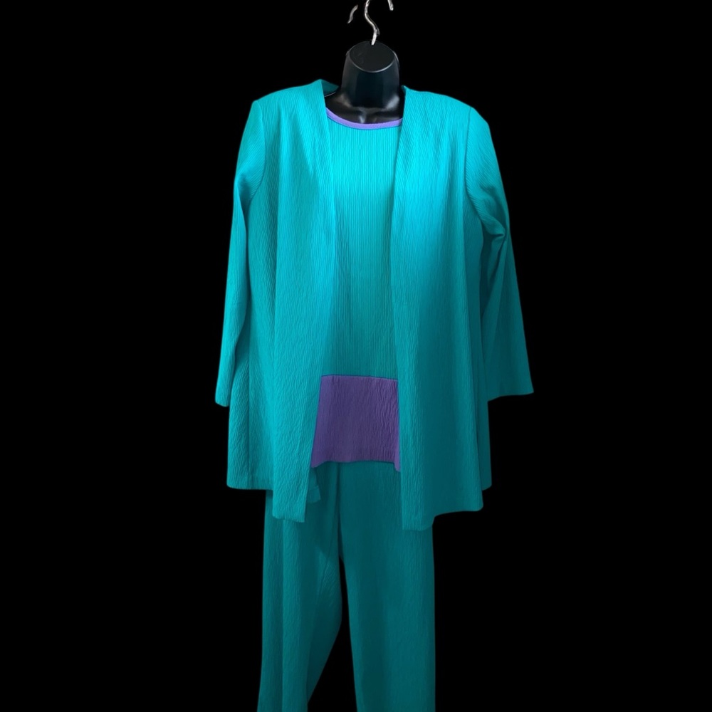 Vintage Bobbie Brooks 3pc Suit Top &Pants & Blazer Size L/XL 70s High WaistGreen